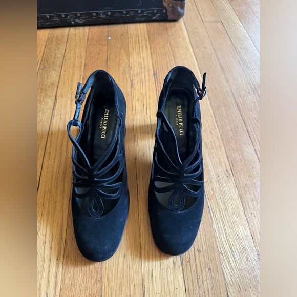 Vintage Emilio Pucci Black Suede Ankle Boots - Size 37.5 - Picture 3 of 8